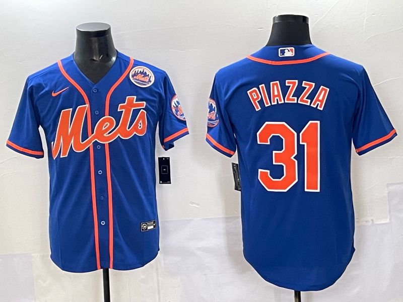 Men 2025 New York Mets 31 Piazza Blue Game Nike MLB Jersey style 09